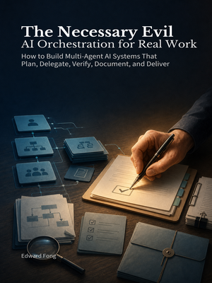 Cover concept for The Necessary Evil: AI Orchestration for Real Work